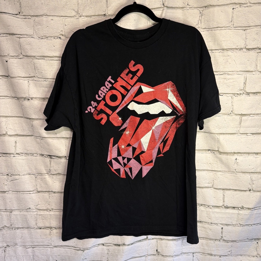 Rolling Stones 2024 Tour T-Shirt Sz Large '24 Carat Hackney Diamonds Black‎